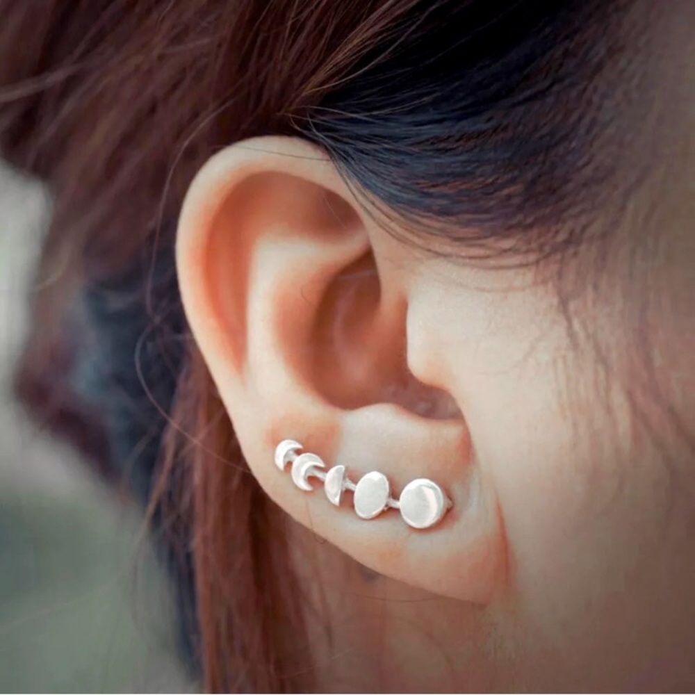Unique Moon Phase Climber Minimalist Space Galaxy Planet Star Science Earrings